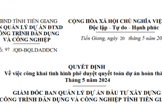 Quyết định về việc công khai tình hình phê duyệt quyết toán dự án hoàn thành Tháng 5 năm 2024